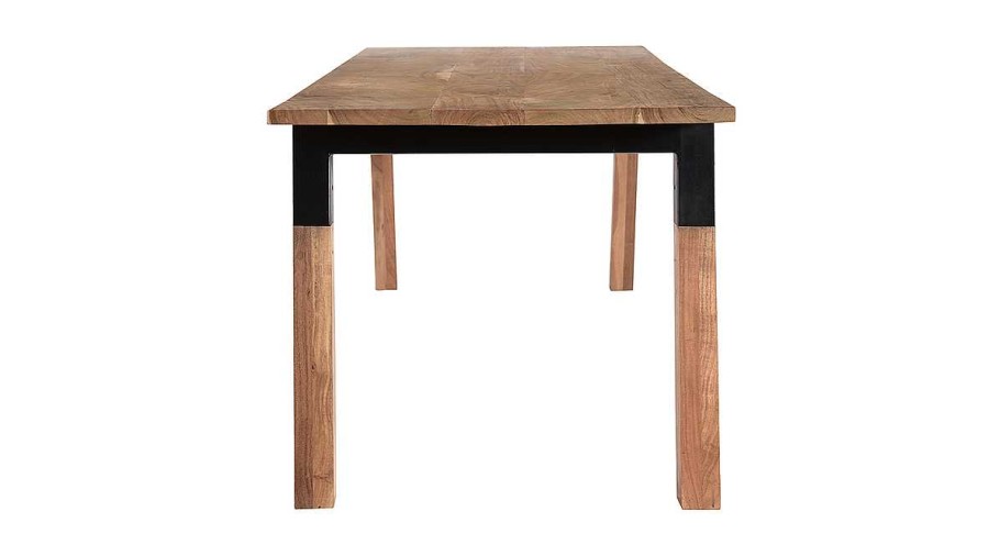 Table Miliboo Table Manger Fixe | Table Manger Rectangulaire En Bois Massif Et M Tal Noir L202 Cm Tivoli