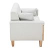 Canap & Fauteuil Miliboo Canap Design | Canap Scandinave 3 Places En Tissu Blanc Cass Et Bois Clair Fjord