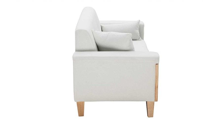 Canap & Fauteuil Miliboo Canap Design | Canap Scandinave 3 Places En Tissu Blanc Cass Et Bois Clair Fjord