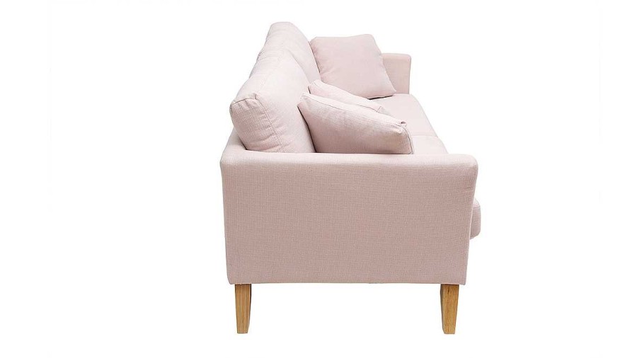 Canap & Fauteuil Miliboo Canap Design | Canap Scandinave D Houssable 3 Places En Tissu Rose Clair Et Bois Clair Oslo