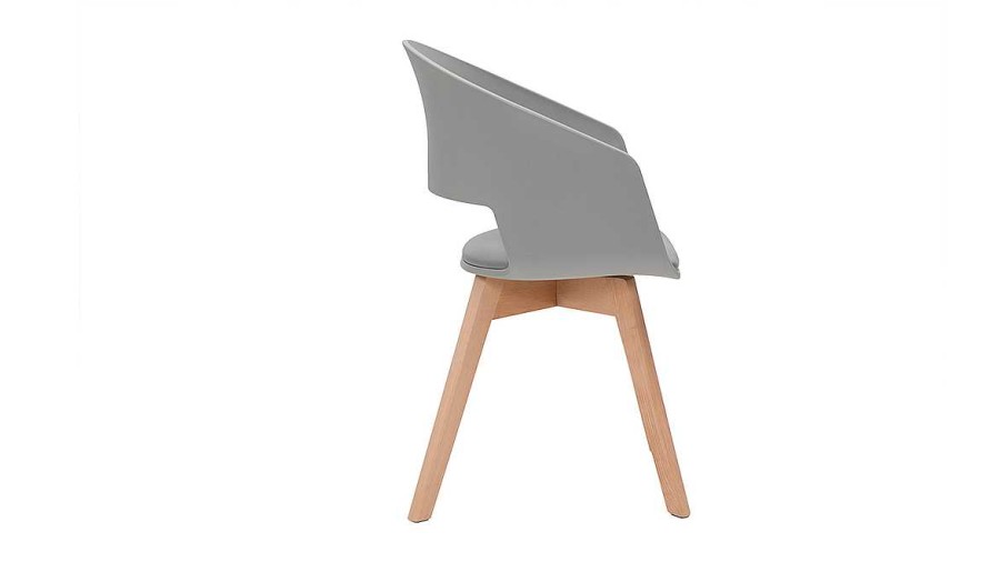 Chaise & Tabouret Miliboo Chaise Design | Chaise Scandinave Gris Et Bois Clair Massif Prisma