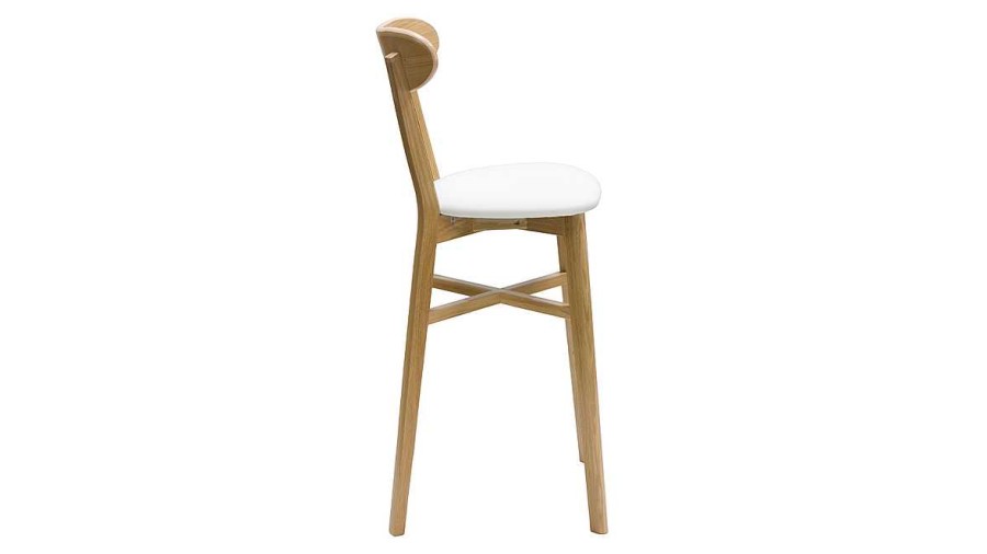 Chaise & Tabouret Miliboo Tabouret De Bar | Tabouret De Bar Vintage Bois Clair Et Blanc H75 Cm Dove