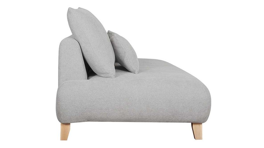 Canap & Fauteuil Miliboo Canap Design | Canap 3 Places En Tissu Effet Velours Textur Gris Et Bois Clair L200 Cm Odeon