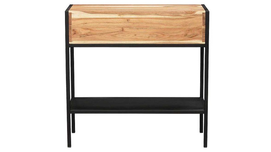 Table Miliboo | Console Avec Rangements 2 Tiroirs En Bois Massif Et M Tal Noir L80 Cm Arthus