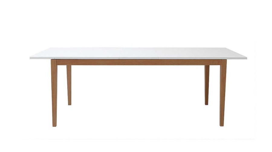 Table Miliboo Table Extensible | Table Manger Scandinave Extensible Blanche Pieds Bois Rectangulaire L180-260 Cm Delah