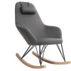 Canap & Fauteuil Miliboo Rocking Chair | Rocking Chair Scandinave En Tissu Gris Fonc , M Tal Noir Et Bois Clair Jhene