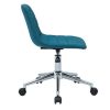 Chaise & Tabouret Miliboo | Chaise De Bureau Roulettes Design En Tissu Bleu Canard Et Acier Chrom Saury