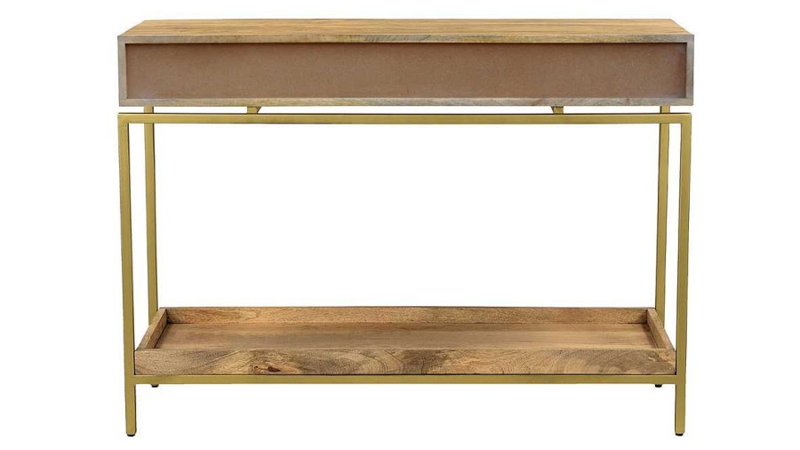 Table Miliboo | Console Avec Rangements 2 Tiroirs Bois Manguier Massif Et M Tal Dor L110 Cm Octavie