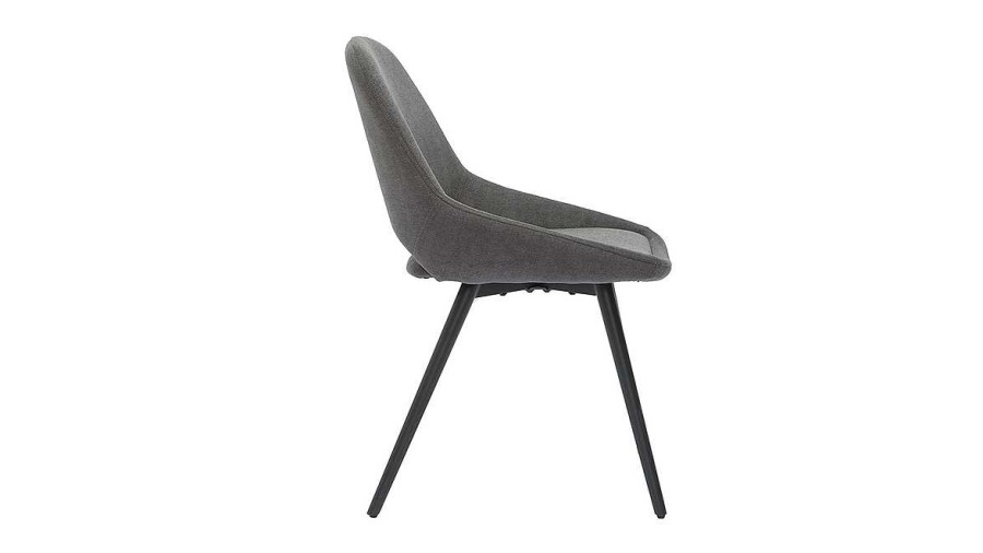 Chaise & Tabouret Miliboo Chaise Design | Chaises Design En Tissu Effet Velours Gris Et M Tal Noir (Lot De 2) Bodega