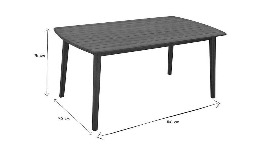 Jardin Miliboo | Table De Jardin Rectangulaire En Bois Massif L160 Cm Canopee