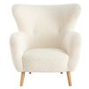 Canap & Fauteuil Miliboo Fauteuil Design | Fauteuil Scandinave En Tissu Effet Peau De Mouton Blanc Et Bois Clair Koro