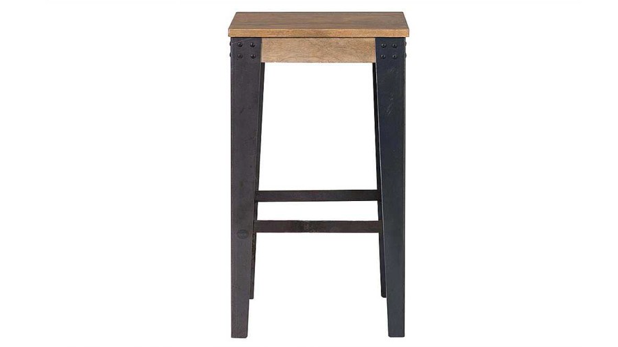 Chaise & Tabouret Miliboo Tabouret De Bar | Tabouret De Bar Industriel M Tal Et Bois Manguier Massif H65 Cm Madison