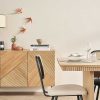 Rangement Miliboo | Buffet Design En Bois Clair Ch Ne Massif Grav Et M Tal Noir 4 Portes L180 Cm Archipel