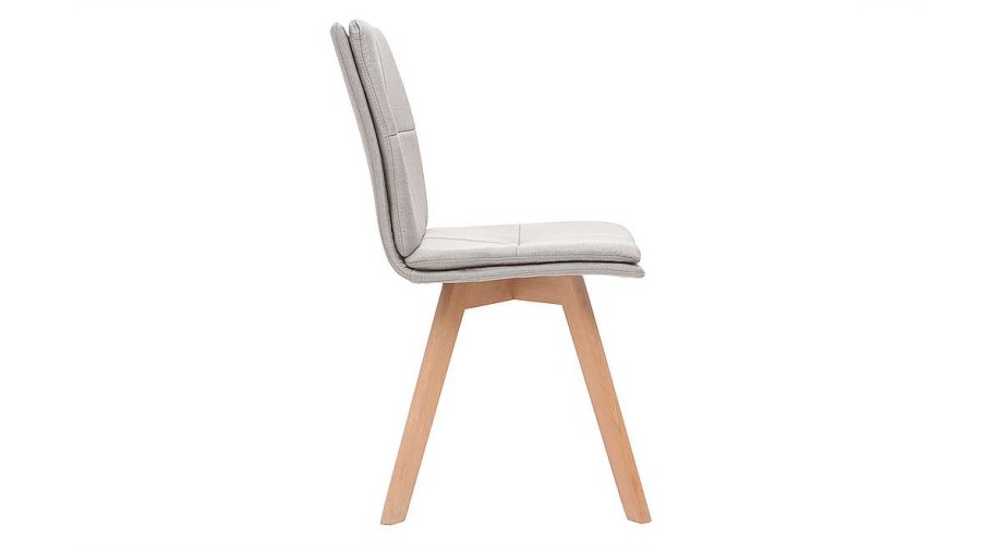 Chaise & Tabouret Miliboo Chaise Design | Chaises Scandinaves En Tissu Beige Et Bois Clair (Lot De 2) Thea