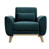 Canap & Fauteuil Miliboo Fauteuil Design | Fauteuil Scandinave En Tissu Velours Bleu P Trole Et Bois Clair Ektor