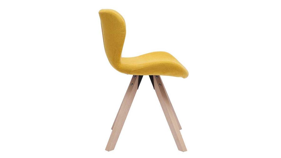 Chaise & Tabouret Miliboo Chaise Design | Chaise Scandinave En Tissu Effet Velours Jaune Moutarde Et Bois Clair Anya