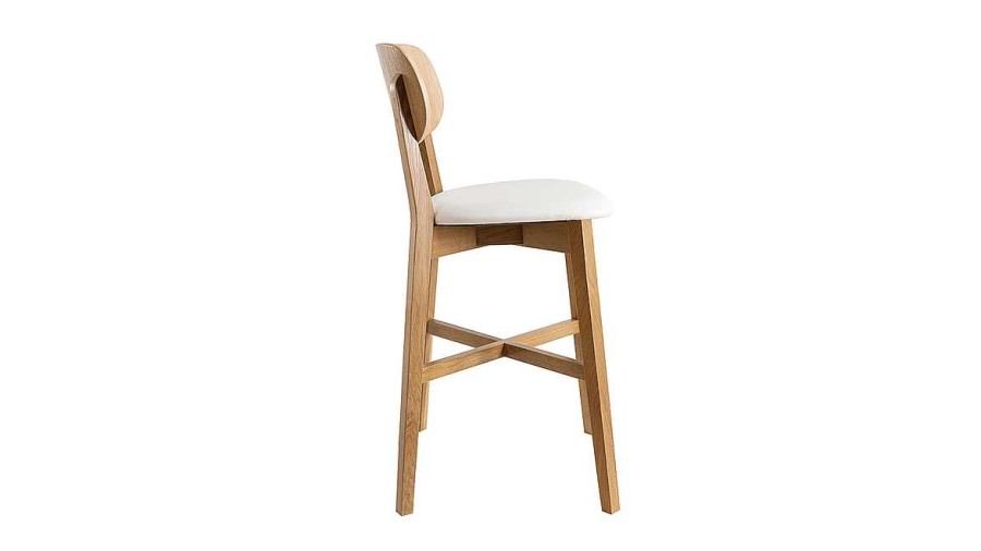 Chaise & Tabouret Miliboo Tabouret De Bar | Tabouret De Bar Ch Ne Et Assise Blanche H65 Cm Lucia