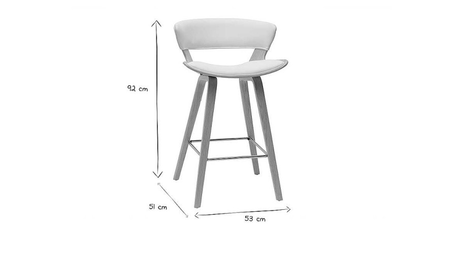 Chaise & Tabouret Miliboo Tabouret De Bar | Tabouret De Bar Design Blanc Et Bois Clair H65 Cm Syrah