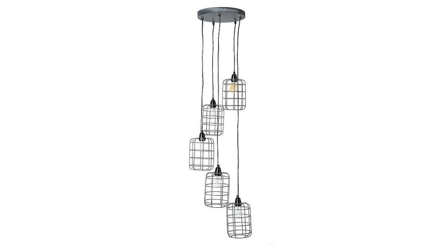 Luminaire Miliboo | Suspension Industrielle 5 Lampes Tag Es En M Tal Patin Effet Vieilli L30 Cm Loft