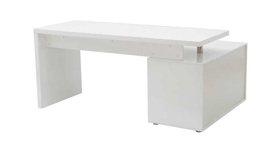 Bureau Miliboo Bureau Design | Bureau D'Angle Gauche Avec Rangements 3 Tiroirs Blanc Laqu L160 Cm Maxi