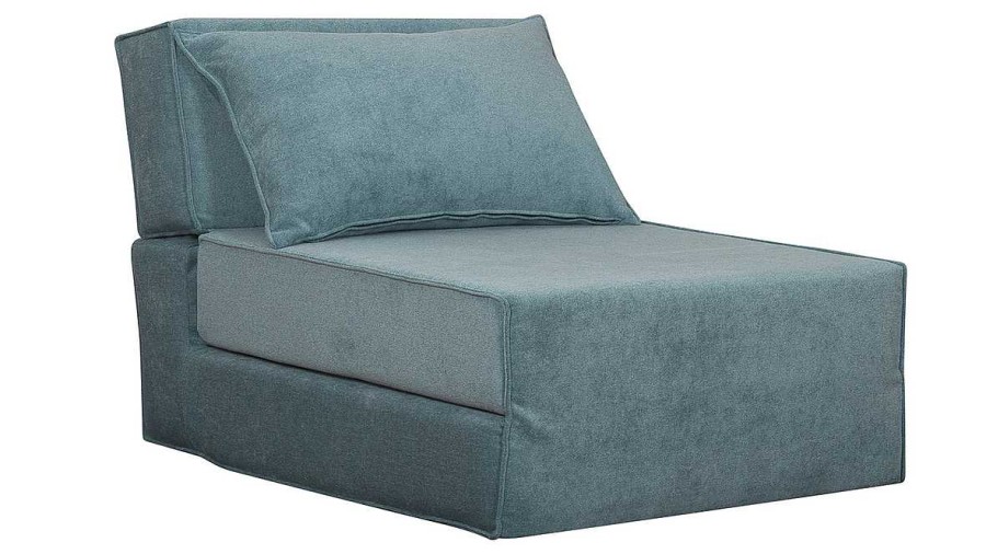 Canap & Fauteuil Miliboo | Chauffeuse 1 Place Convertible En Tissu Effet Velours Bleu Victor