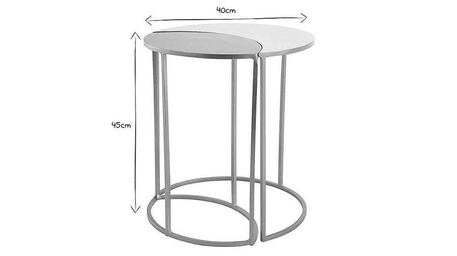 Table Miliboo | Table D'Appoint En M Tal Laqu Blanc Et Dor Toscane