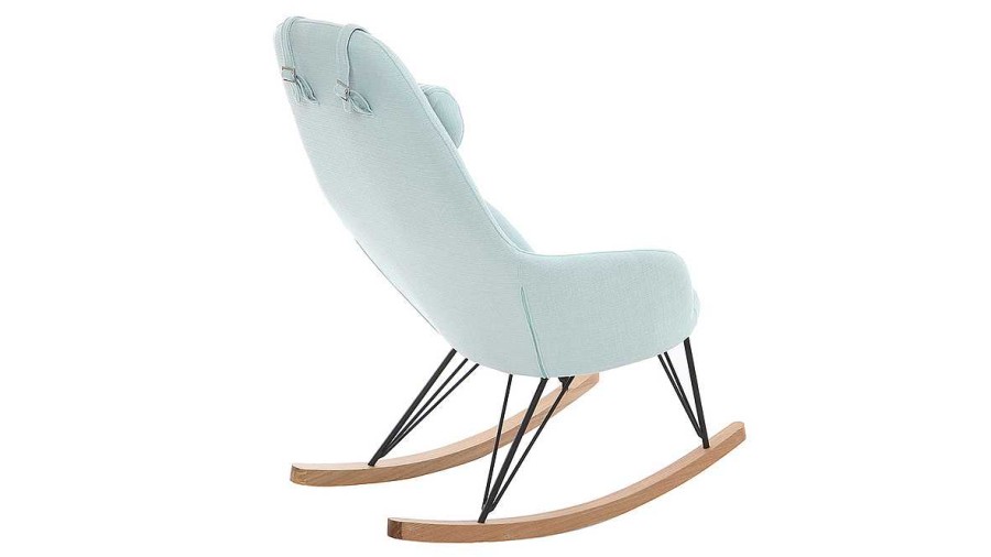 Canap & Fauteuil Miliboo Rocking Chair | Rocking Chair Scandinave En Tissu Menthe L'Eau, M Tal Noir Et Bois Clair Jhene