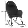 Canap & Fauteuil Miliboo Rocking Chair | Rocking Chair Design En Tissu Velours Bleu Canard, M Tal Noir Et Bois Clair Jhene