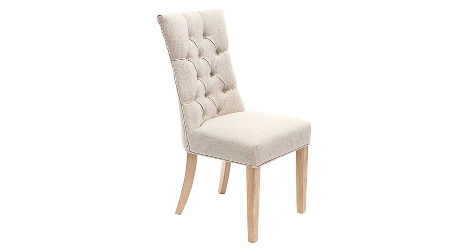 Chaise & Tabouret Miliboo Chaise Design | Chaises Classiques En Tissu Lin Naturel Et Bois Clair Massif (Lot De 2) Voltaire