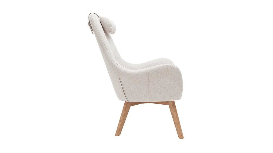 Canap & Fauteuil Miliboo Fauteuil Design | Fauteuil Scandinave En Tissu Beige Et Bois Clair Mania