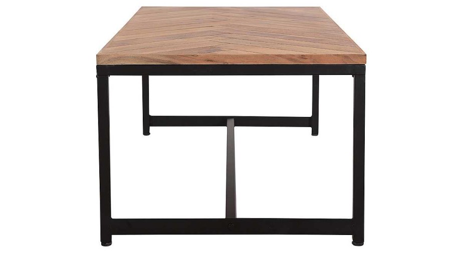 Table Miliboo | Table Basse Rectangulaire Motifs Chevrons En Bois Massif Et M Tal Noir L120 Cm Stick