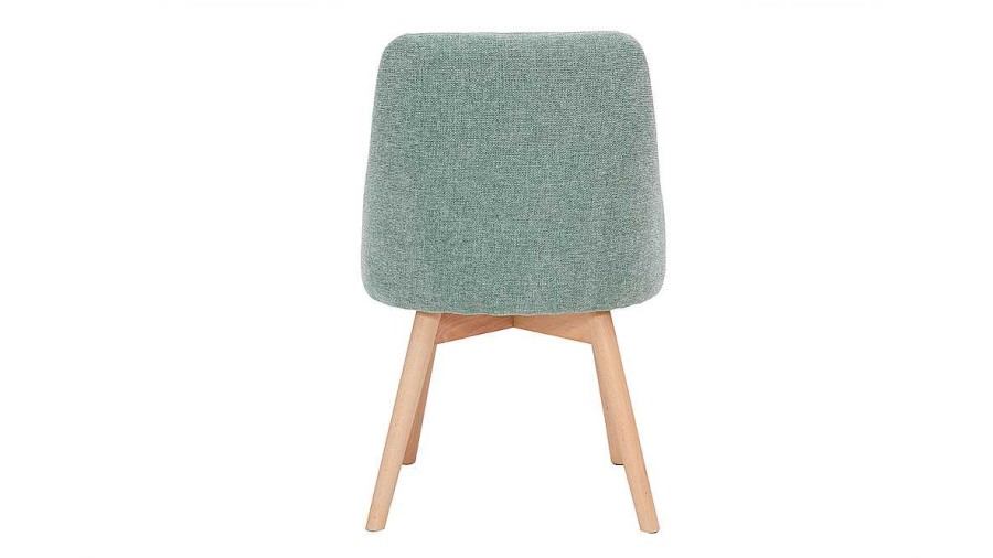 Chaise & Tabouret Miliboo Chaise Design | Chaises Scandinaves En Tissu Effet Velours Textur Vert C Ladon Et Bois Clair (Lot De 2) Higgins