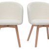 Chaise & Tabouret Miliboo Chaise Design | Chaises Scandinaves En Tissu Effet Laine Boucl E Blanc Cass Et Bois Clair Massif (Lot De 2) Vanity