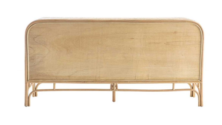 Rangement Miliboo | Buffet Vintage En Rotin 2 Portes L150 Cm Galon