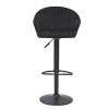 Chaise & Tabouret Miliboo Tabouret De Bar | Tabouret De Bar Design R Glable Et Pivotant En Velours Noir Izaac