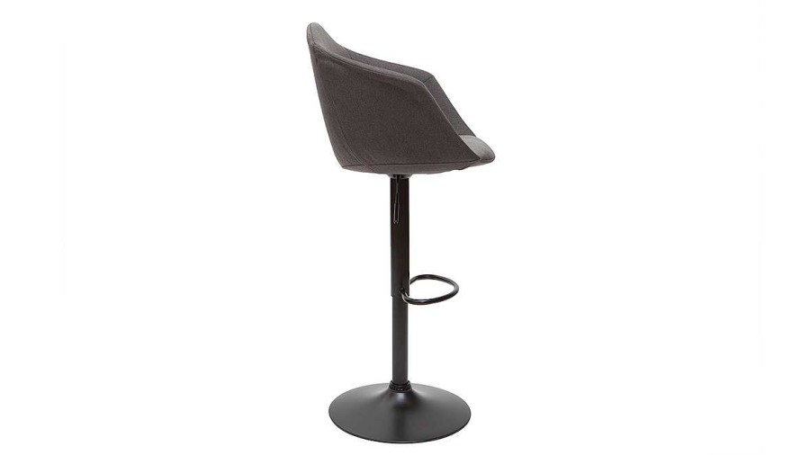 Chaise & Tabouret Miliboo Tabouret De Bar | Tabourets De Bar R Glables Pivotants 360° En Tissu Gris Fonc Et M Tal (Lot De 2) Taya