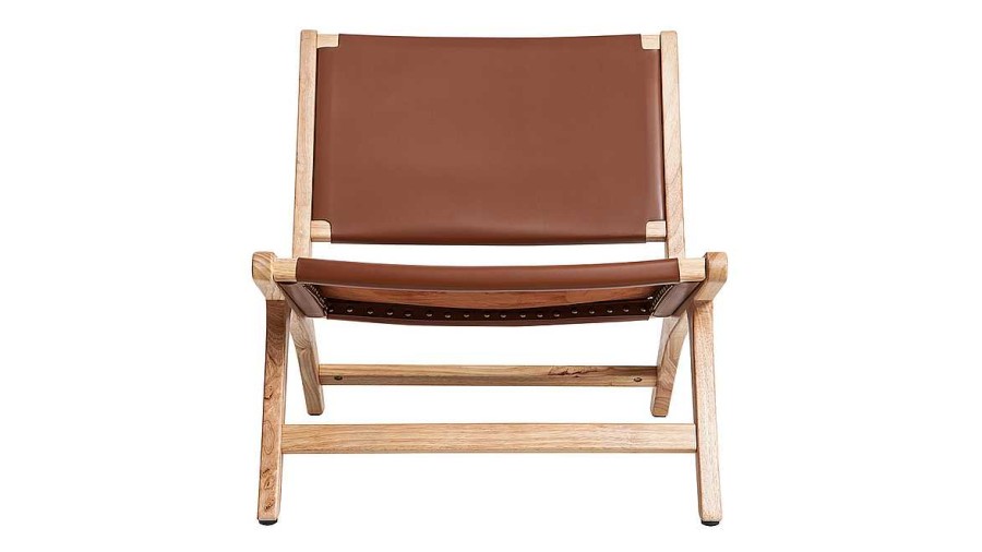 Canap & Fauteuil Miliboo Fauteuil Design | Fauteuil Ethnique Marron Et Bois Clair Bondi