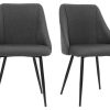 Chaise & Tabouret Miliboo Chaise Design | Chaises En Tissu Gris Fonc Et M Tal Noir (Lot De 2) Higgins