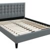 Chambre Miliboo | Lit 2 Places 160X200 En Tissu Gris Clair Capitonn Danae