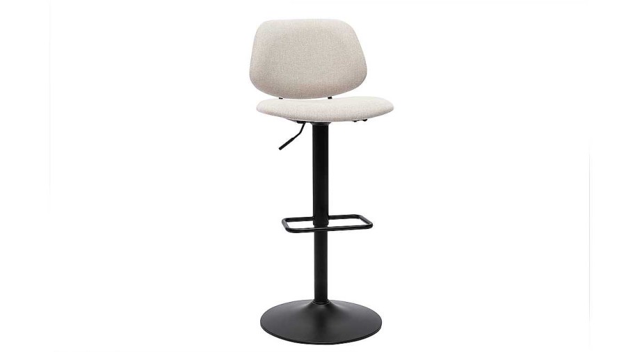 Chaise & Tabouret Miliboo Tabouret De Bar | Tabourets De Bar Relevables Design En Tissu Effet Velours Beige Et M Tal Noir Barnet (Lot De 2)