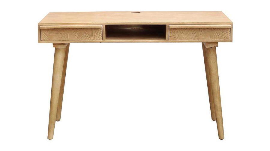 Bureau Miliboo Bureau Design | Bureau Avec Rangements 2 Tiroirs Ethnique Bois Manguier Massif Grav L120 Cm Kaffir