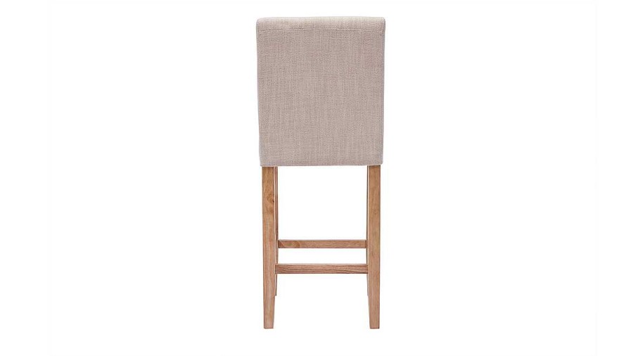 Chaise & Tabouret Miliboo Tabouret De Bar | Tabourets De Bar Capitonn S Beige Naturel Et Bois H66 Cm (Lot De 2) Ester