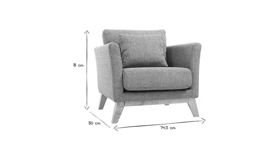 Canap & Fauteuil Miliboo Fauteuil Design | Fauteuil Scandinave D Houssable En Tissu Gris Clair Et Bois Clair Oslo