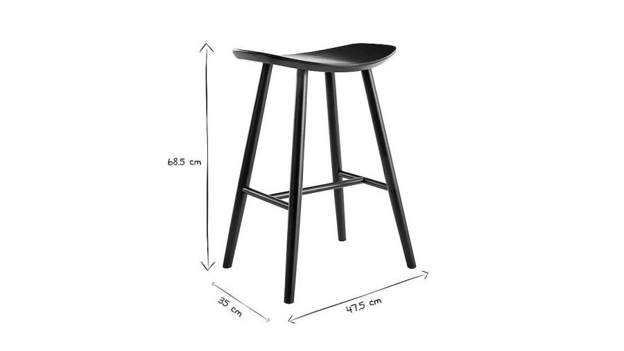 Chaise & Tabouret Miliboo Tabouret De Bar | Tabouret De Bar Bois Noir H65 Cm Demory