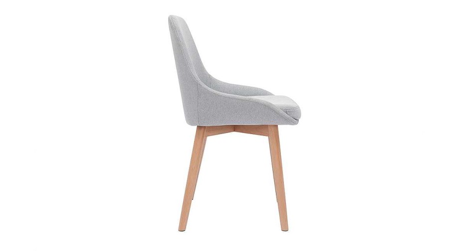 Chaise & Tabouret Miliboo Chaise Design | Chaises Scandinaves En Tissu Gris Clair Et Bois Clair Massif (Lot De 2) Holo