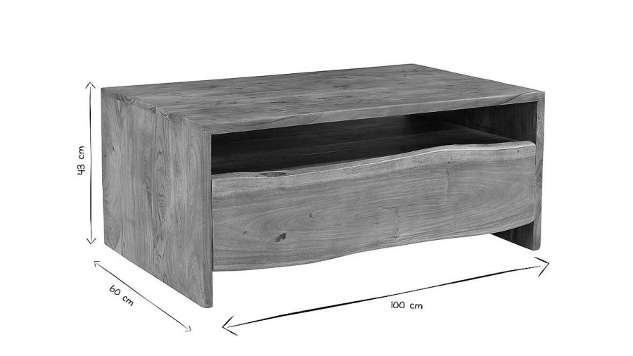 Table Miliboo | Table Basse Rectangulaire Avec Rangements En Bois Massif L100 Cm Bohemian