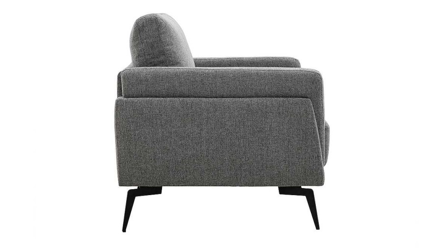 Canap & Fauteuil Miliboo Fauteuil Design | Fauteuil Design En Tissu Effet Velours Textur Gris Et M Tal Noir Mosco