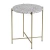 Table Miliboo | Table D'Appoint Design Ronde En Terrazzo Et M Tal Dor D40 Cm Mezzo