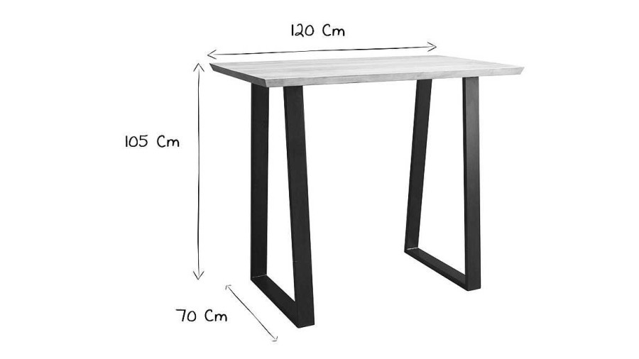 Table Miliboo | Table De Bar En Bois Manguier Massif Et M Tal Noir L120 Cm Vijay