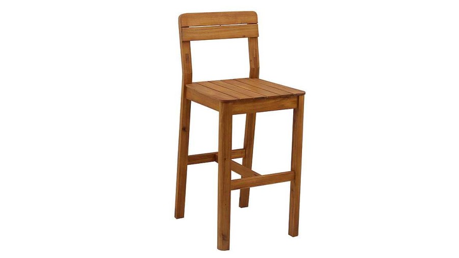 Chaise & Tabouret Miliboo Tabouret De Bar | Tabourets De Bar De Jardin En Bois Massif H80 Cm (Lot De 2) Akis